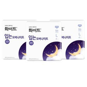 화이트 입는오버나이트 팬티형생리대 대형 4Px3팩