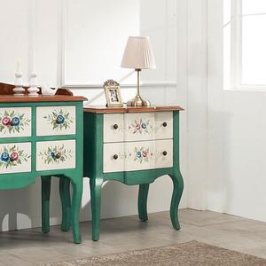 [기타]툴루즈 연두 원목 2서랍 콘솔