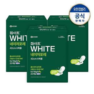 [유한킴벌리]화이트 네이처포레 수퍼롱 오버나이트 20매x3팩