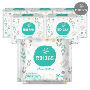 퓨어365 팬티라이너 일반 20개입 6개