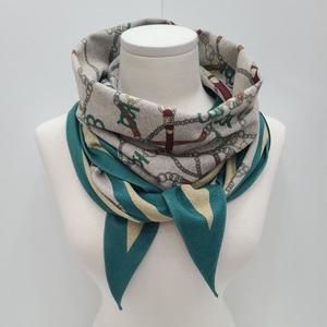 [애슬릿] 배색 라인 체인 여성 가을 마름모 롱 스카프