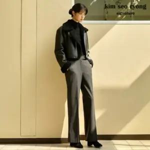 김서룡 시그니처헤링본 세미와이드 기모 팬츠 3종 [런칭 가격 89,900원]