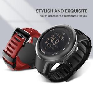 SUUNTO Ambit 3 용 실리콘 교체 손목 밴드 스트랩, TPU 블랙 버클 팔찌, 시계 액세서리
