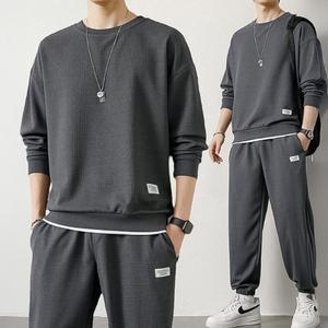 남성 기모 와플 츄리닝 세트 겨울 데일리 헬스 맨투맨 트레이너 운동 복