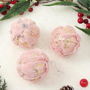 패브릭 장식볼 3p(8cm) 핑크블라썸 (별폼폼이)