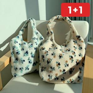 꽃무늬 숄더백 겨울 털 보온 핸드백 방한 데일리 캐주얼 통학