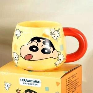 오렌지 손잡이 460ml 칼라 세라믹 짱구 머그컵 (WFH7I10)