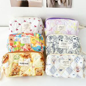 스퀘어 퀄팅 화장품 여행 휴대용 가방 다용도 파우치