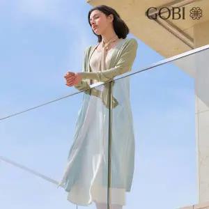 고비(GOBI) 실크 캐시미어 배색 롱가디건