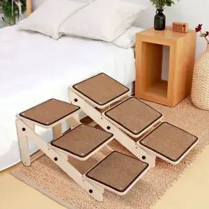 [펫502] 고양이 강아지 계단 원목 논슬립 침대계단 3단 높이조절 슬라이드 스텝