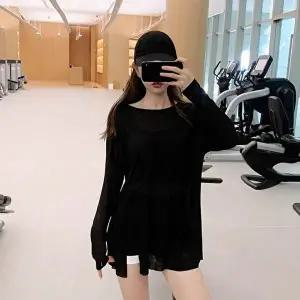 긴팔 시스루 요가복 절개라인 여성 운동복 티셔츠 5색-WFHJV7T