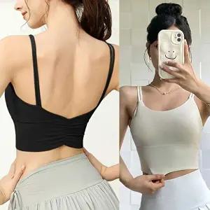 일체형 캡브라 나시 요가 헬스 비치웨어 이중숄더 끈-WFHGEA0