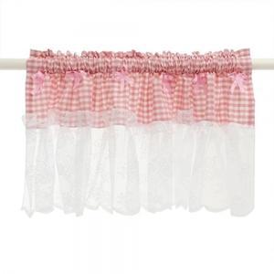 레드체크 공간분리 레이스 바란스 커튼 150x45cm