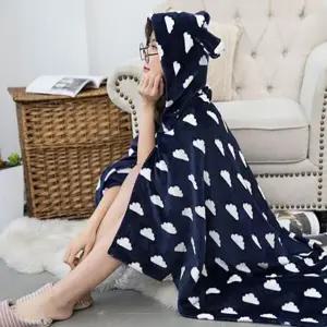 [하프클럽/셀러허브_여성트랜드패션]사무실담요 달린 후드 망토 극세사 담