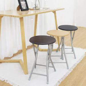 원형 우드 화장대 스툴 카운터 등받이없는 의자 접이식