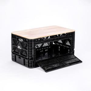 [빅앤트]90리터 앞문오픈형 폴딩 박스 원목 상판 세트