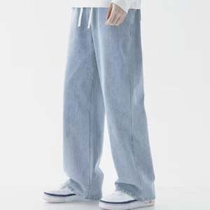 깔끔한 데님 허리밴딩 디자인 팬츠 와이드핏 베이직한