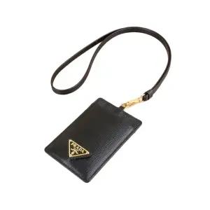 [명품] 비텔로무브 삼각로고 목걸이 카드지갑 블랙 1MC007 2DDU F0002