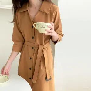 [VY] 여자 빅 롱 V넥 남방 단추 카라 혁대 원피스_13741693_588847