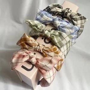 [VY] 여성 넓은 리본 헤어밴드 귀여운 격자 머리띠_14771515_588847