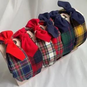 [VY] 여성 헤어밴드 넓은 격자 리본 색상 머리띠_14771514_588847