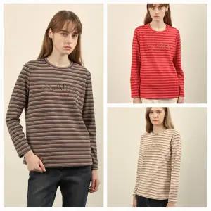 갤러리아 스트라이프 자수 베이직 티셔츠 VVBAL4W9281