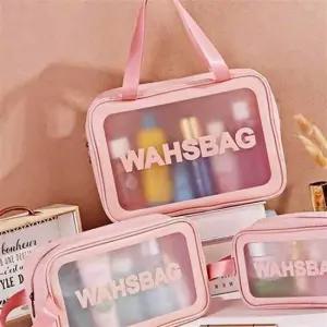 3종 세트 여행 방수 파우치 PVC 가방 사각 수영 목욕