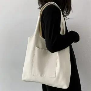 여성 에코백 가방 장 보리 포켓 바구니 캔버스