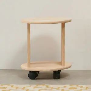 우아미가구 라리 고무나무 원목 1단 이동식 책장