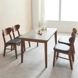 우아미가구 카나 세라믹 원목 4인 식탁 테이블 의자 세트