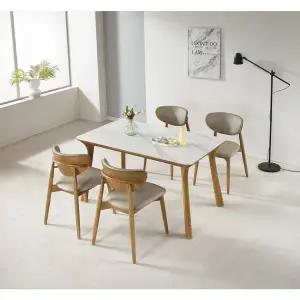[아시안데코]데코라인 라운지 4인용 고무나무 원목 세라믹(의자4) 식탁세트 테이블 방문설치