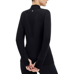 여성용 발레프 긴팔 셔츠 모크넥 탑 터틀넥 보온 플리스 베이스 레이어, 엄지 구멍 방한 장비 포함