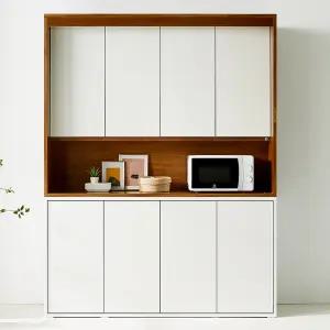 원스홈 E0등급 데미안 1600 주방 수납장 세트(상부 도어형+하부장) 그릇장 홈 카페장