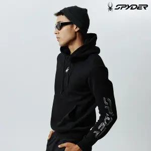 [스파이더](센텀시티점) 공용 슬리브 로고 기모 후드 티셔츠 SPIWCNHD302UBLK