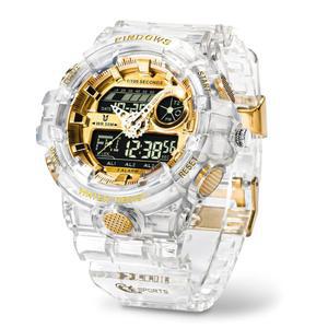 남성용 PINDOWS 시계, 5천만 개의 방수 아날로그 디지털 시계 실외 스포츠 전자 시계 날짜 다기능 LED 알람 스톱워치.