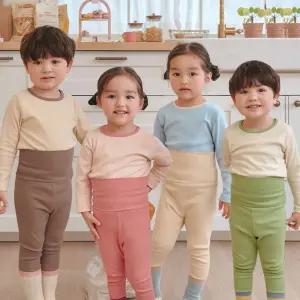 아기 유아 남아 여아 파스텔 컬러 골지 스판 9부 배앓이 방지 실내복