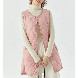 [하프클럽/패션]스냅버튼 양털안감 롱패딩 조끼가디건 25CN2770