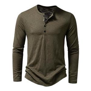 파크리스 남성 캐주얼 프론트 플래킷 베이직 긴팔 헨리 셔츠 근육 운동 티셔츠 상의