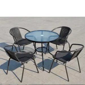 라탄 테이블의자세트 야외 루프탑 커피숍 펜션 베란다 테이블(60cm/원형/물무늬)+의자2개