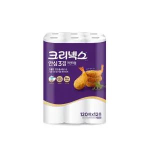 크리넥스 안심3겹 키친타월, 120매 (12롤), 1개