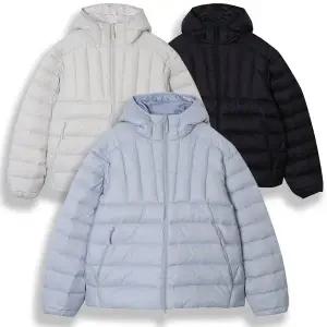 [디바옴므]오리털 심플절개 라인 후드 집업 초경량 패딩 점퍼 자켓 빅사이즈