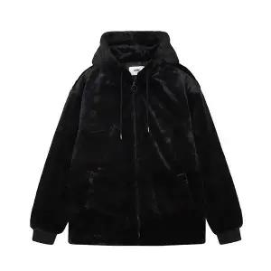 [잠뱅이]공용) 밍크퍼 뒷판 자수 패딩 후드집업_AM4WIZ845-BK