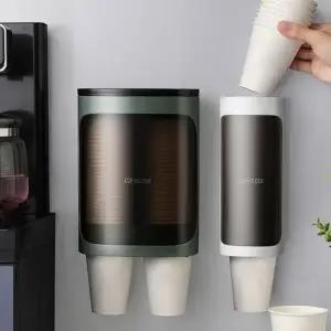 반투명 컵홀더 1구 2구 종이컵 부착식 디스펜서 홀더 거치대 보관함