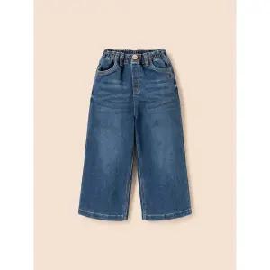 [BEANPOLE KIDS] [DENIM] 여아 기모 데님 세미 와이드핏 팬츠  블루 (BI5X21G02P)