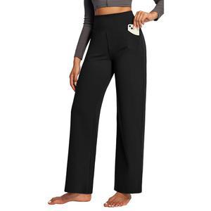 주머니가 있는 여성용 IUGA 와이드 레그 요가 드레스 바지 스트레치 작업 바지 여성 하이웨이스트 비즈니스 캐주얼 바지 슬랙스