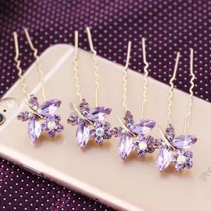 [콩심팥심]플라인 포인트 헤어핀 4p(퍼플)올림머리 뒤꽂이