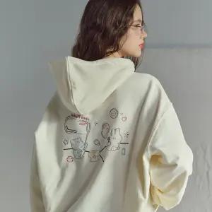 버블리 자수 후드티 크림