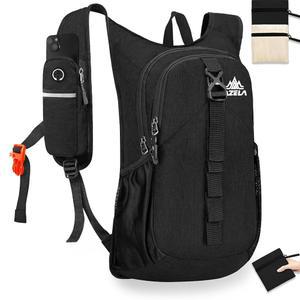 VOBUYING 15L 소형 하이킹 백팩 접이식 초경량 트레킹 캠핑 아웃도어 여성 남성용 (블랙)