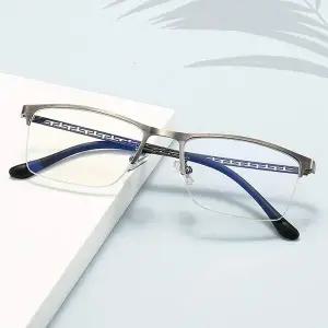 [콩심팥심]가벼운 남성 사각 스퀘어 반무테 안경