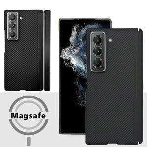 삼성 갤럭시 Z 폴드 SE 6 5 4 W25 특수 매트 얇은 자기 힌지 축 갑옷 뒷면 커버에 대한 정품 탄소 섬유 Magsafe 케이스